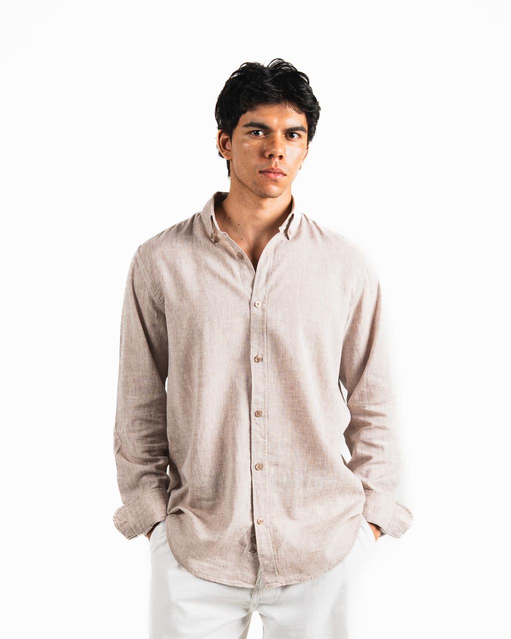 Washed Linen Blend Chemise - Beige