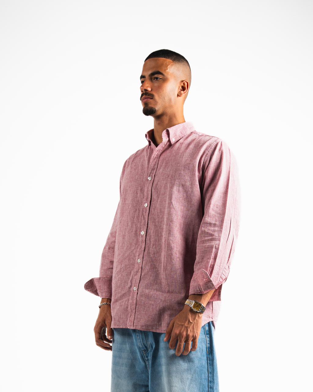 Washed Linen Blend Chemise- Dusty Rose