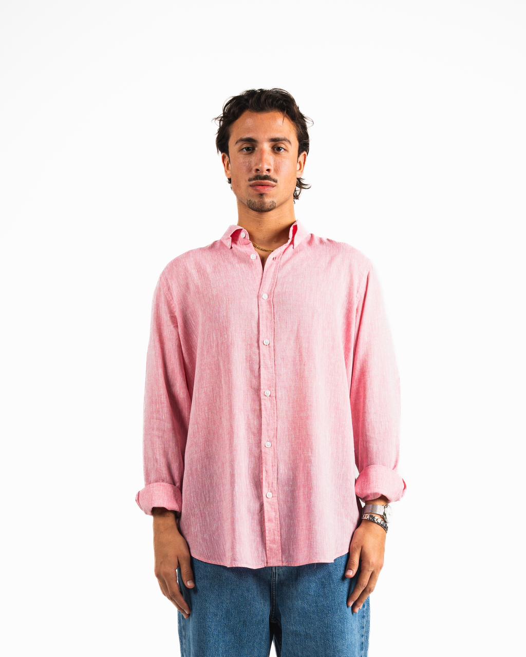Washed Linen Blend Chemise - Light Pink