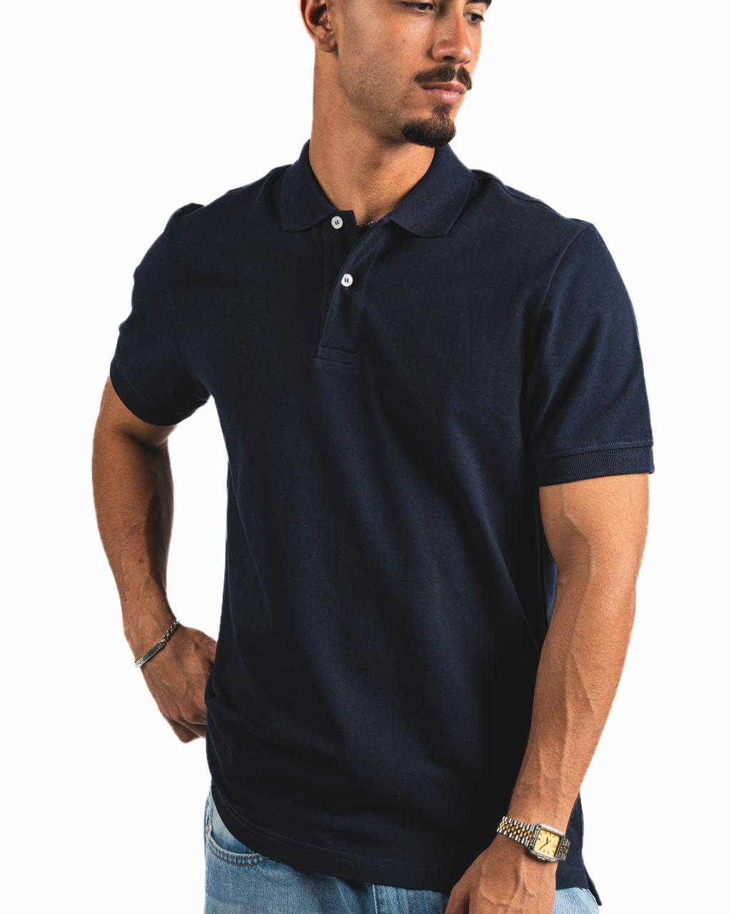 Buttons Polo Shirt - Navy Blue