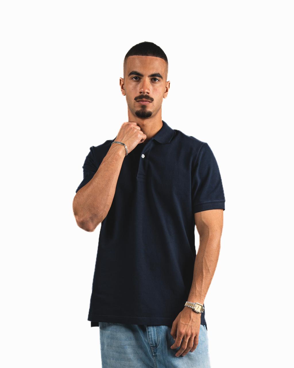 Buttons Polo Shirt - Navy Blue