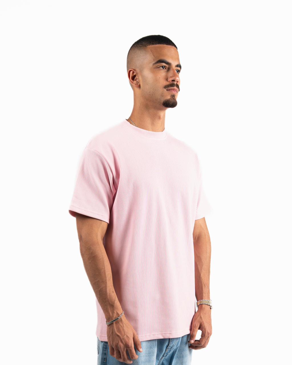 Ribbed Oversized T-Shirt - Light Pink