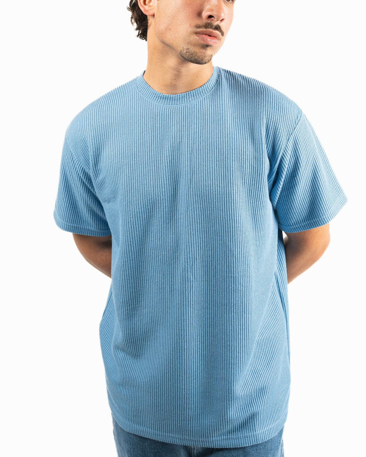Ribbed Oversized T-Shirt - Sky Blue
