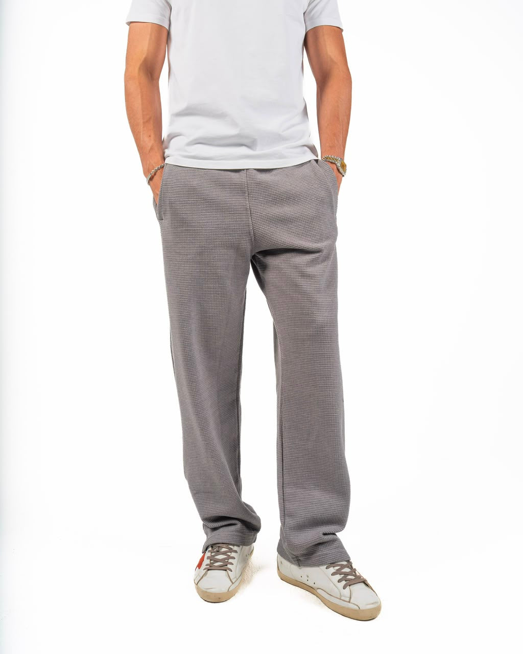 Dot texture pants - Grey