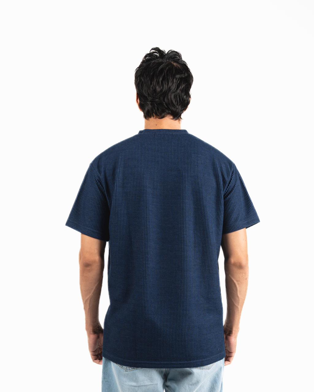 Ribbed Oversized T-Shirt - Navy blue