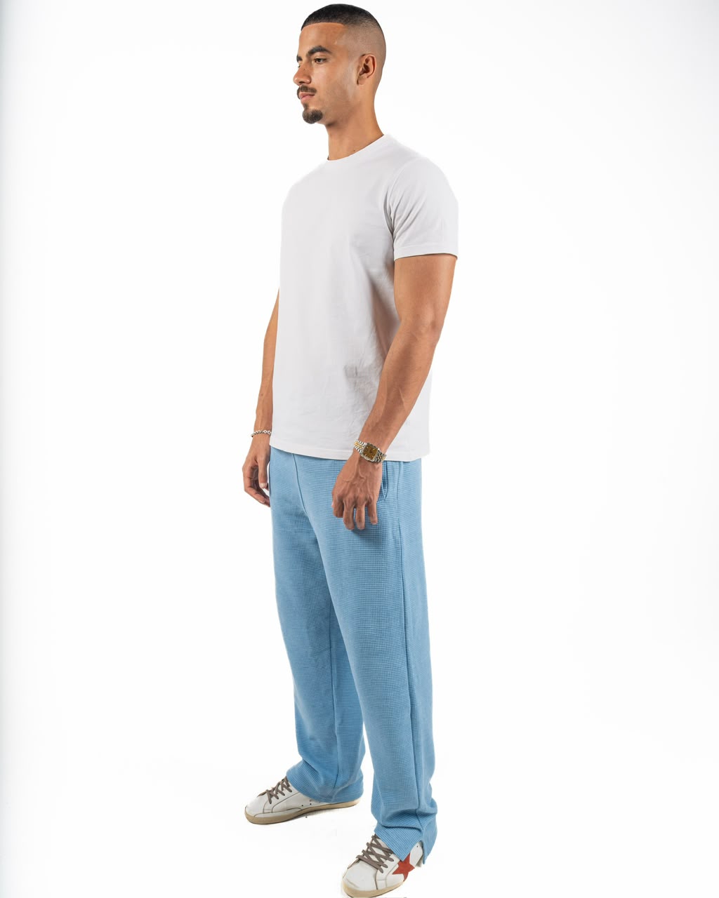 Dot texture pants - Baby blue