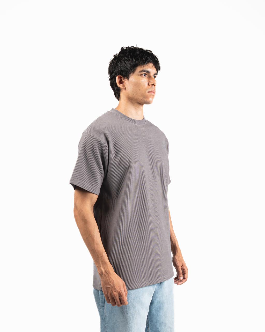 Ribbed Oversized T-Shirt - Grey