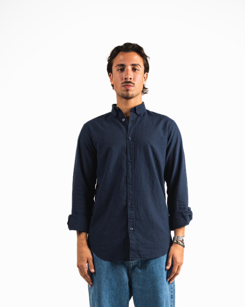 Washed Linen Blend Chemise - Navy Blue