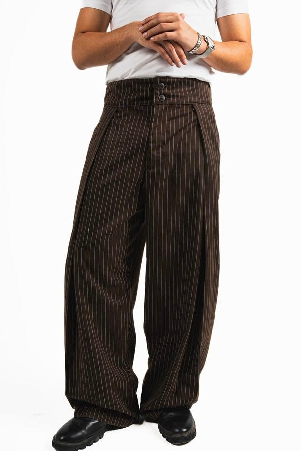 Balloon Striped Pants - Brown