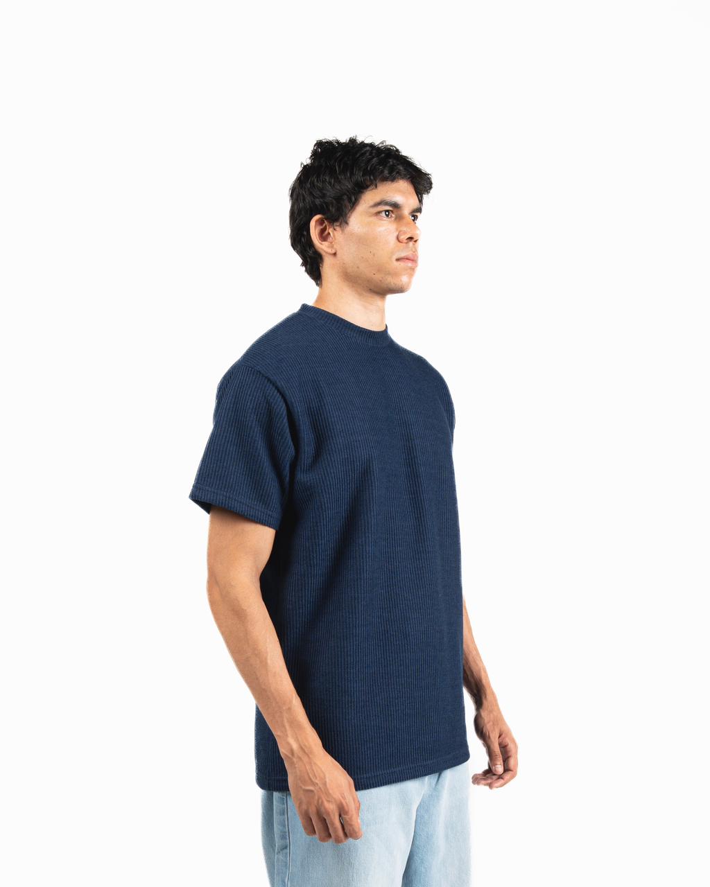 Ribbed Oversized T-Shirt - Navy blue