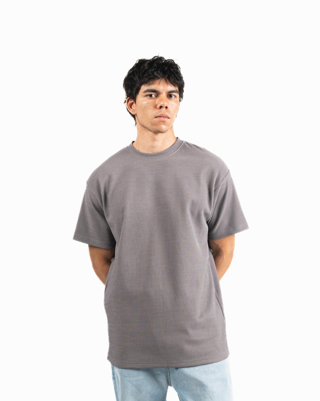 Ribbed Oversized T-Shirt - Grey