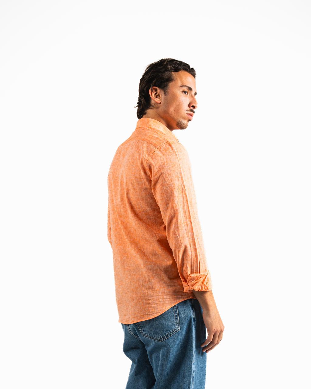 Washed Linen Blend Chemise - Orange