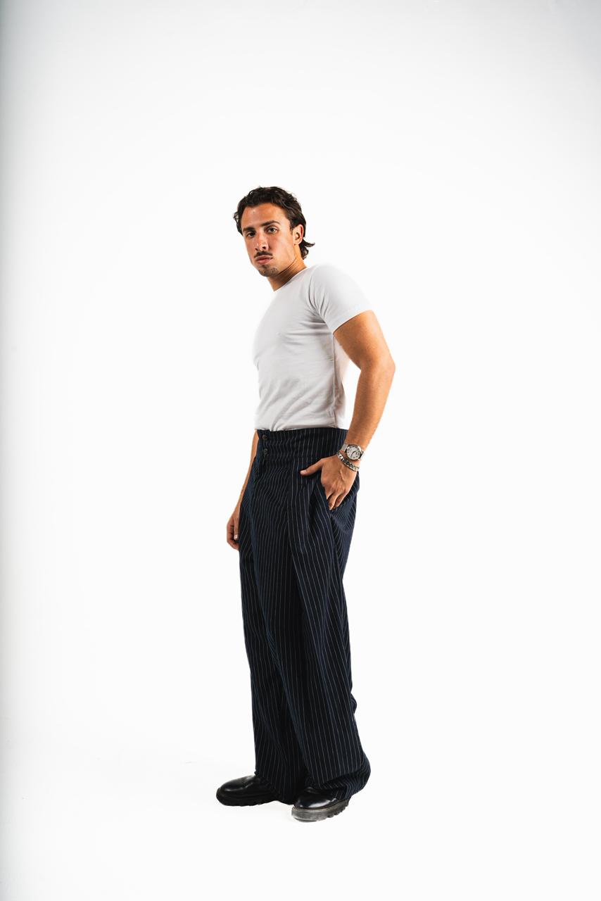 Balloon Striped Pants - Blue