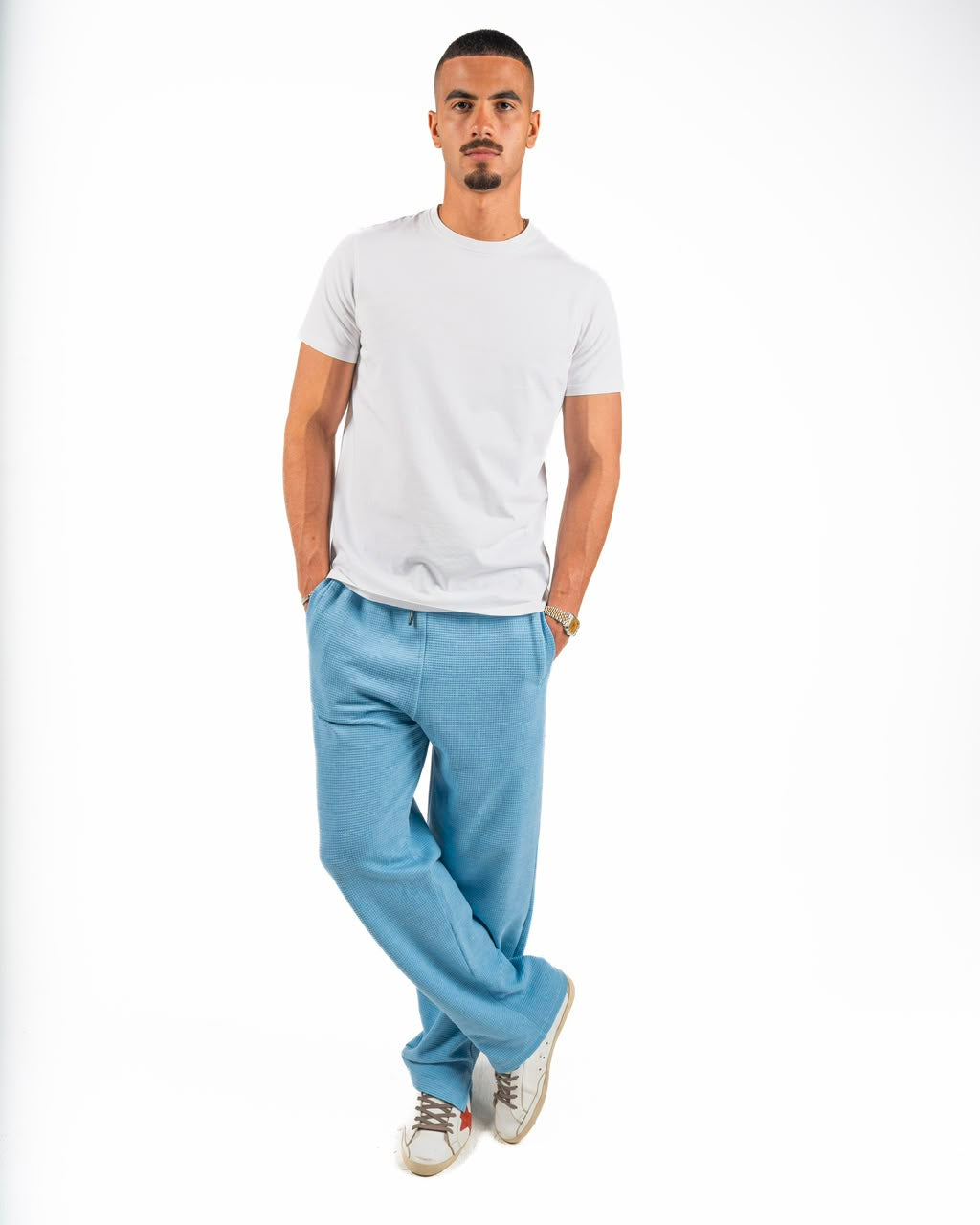Dot texture pants - Baby blue
