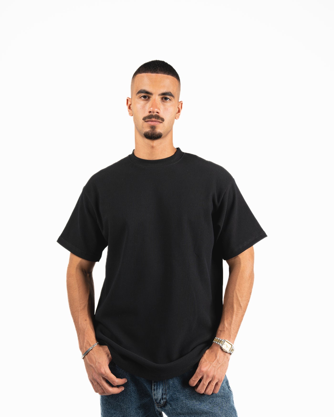 Ribbed Oversized T-Shirt - Black