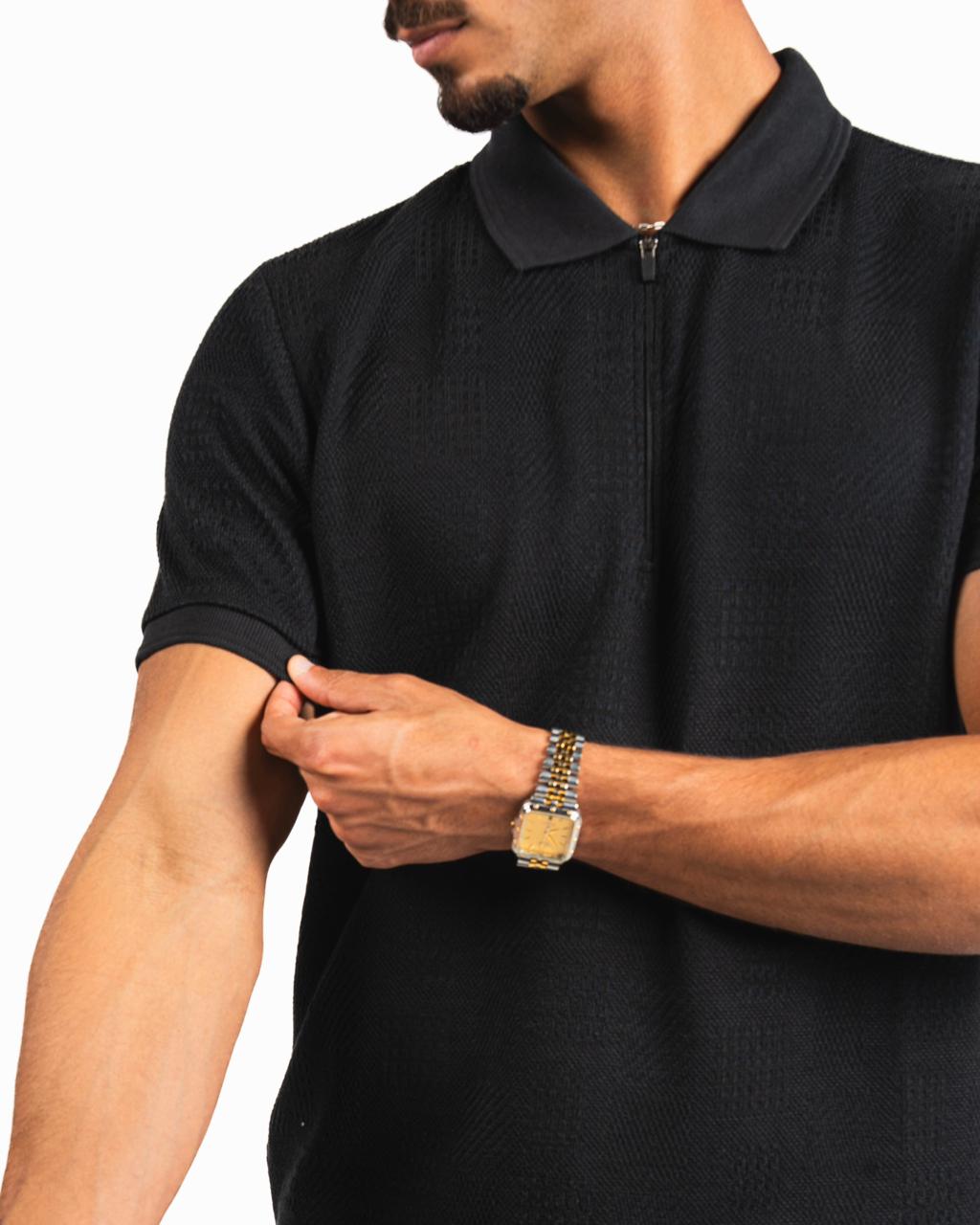 Half-Zip Polo Shirt - Black