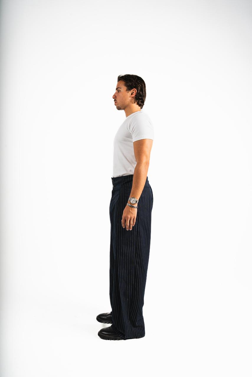 Balloon Striped Pants - Blue