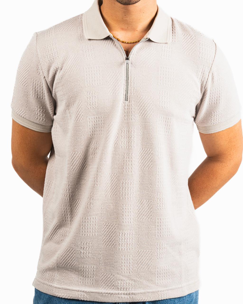 Half-Zip Polo Shirt - Beige