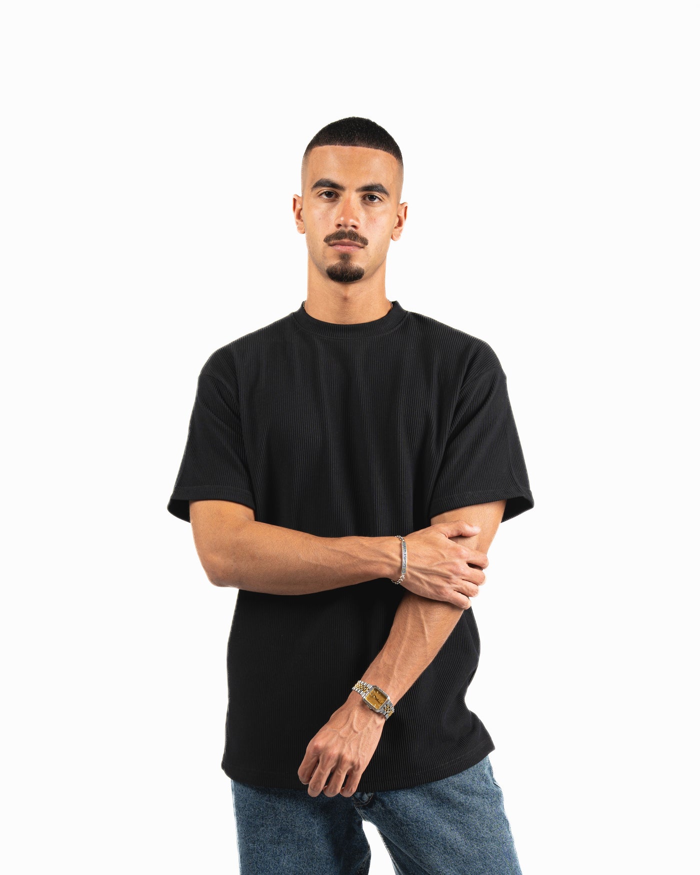 Ribbed Oversized T-Shirt - Black