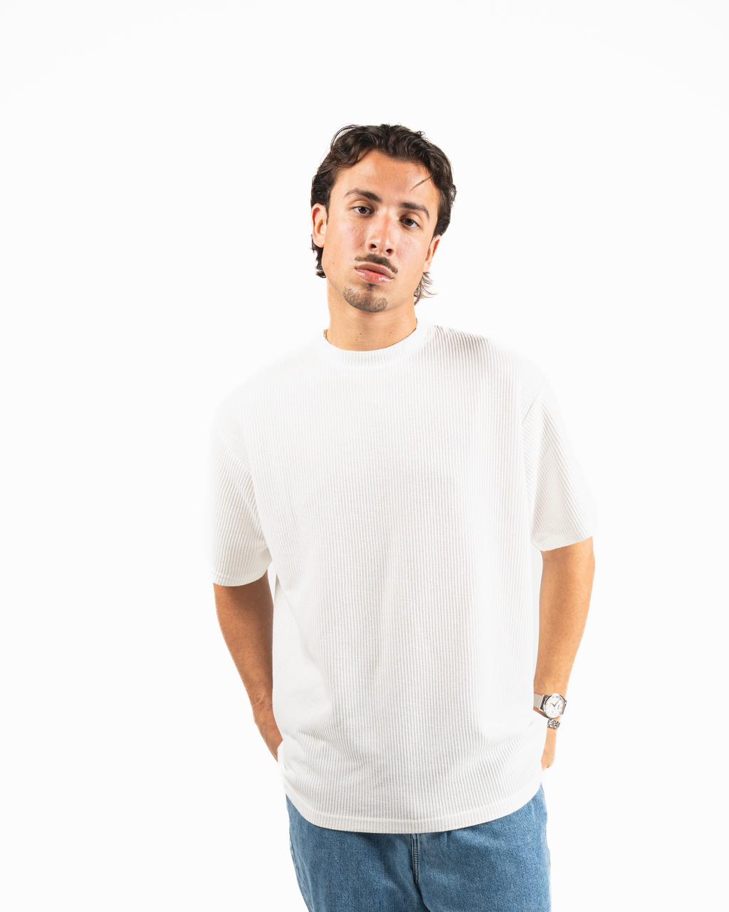 Ribbed Oversized T-Shirt - White