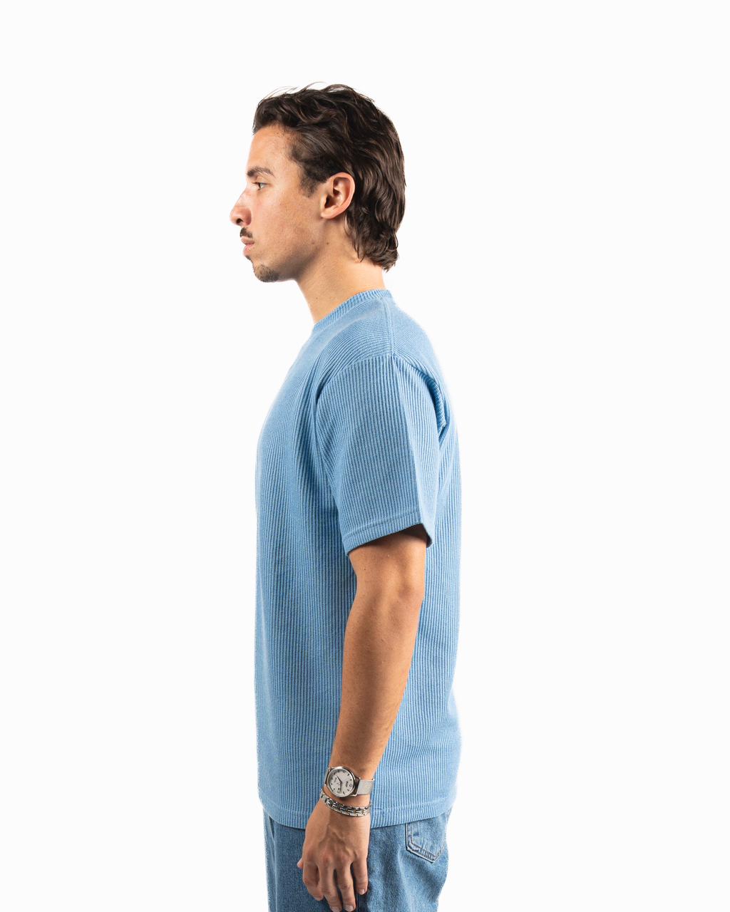 Ribbed Oversized T-Shirt - Sky Blue