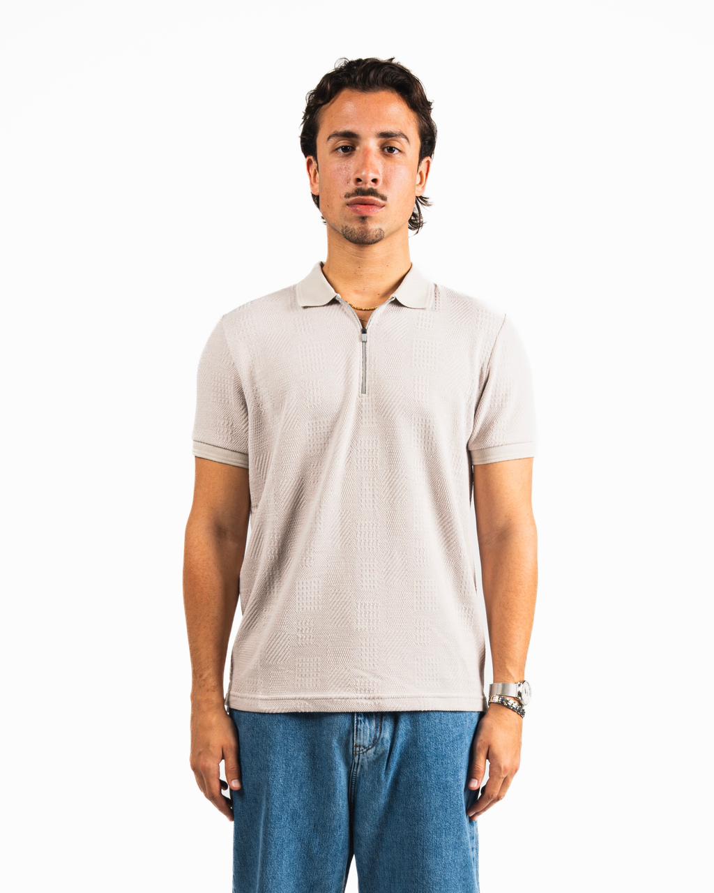 Half-Zip Polo Shirt - Beige