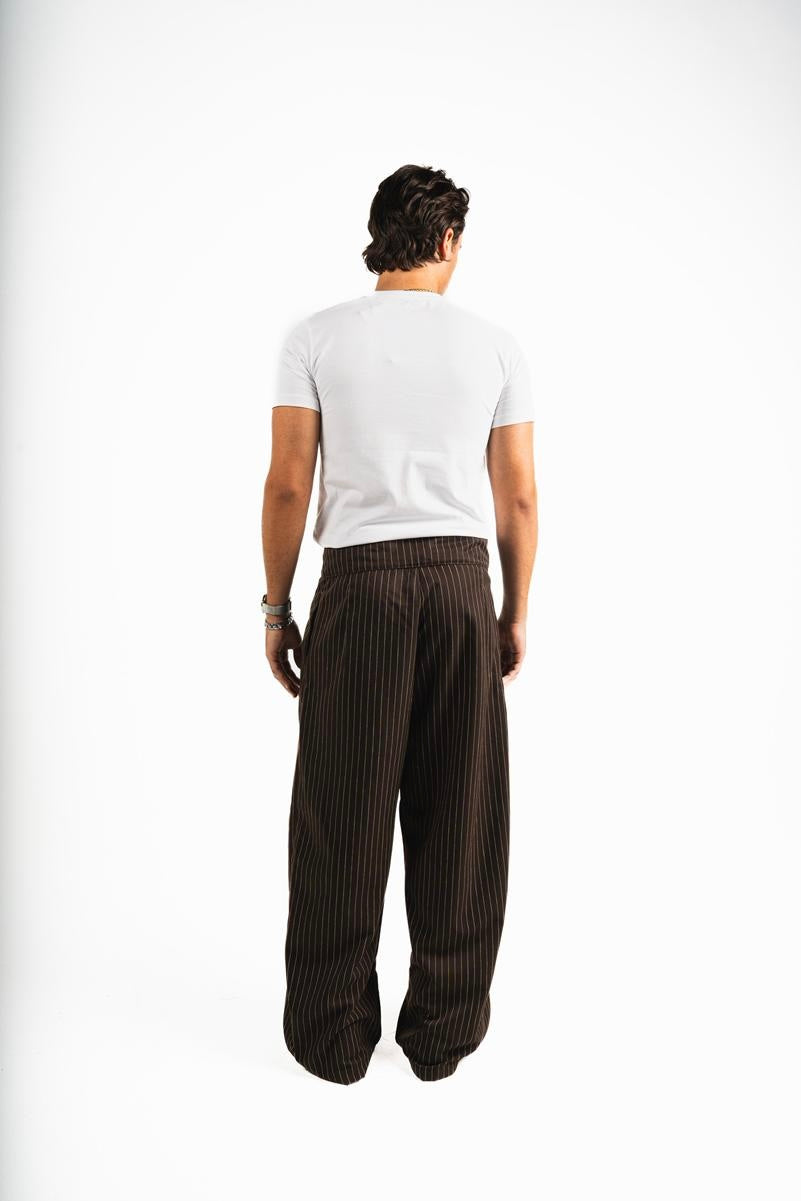 Balloon Striped Pants - Brown