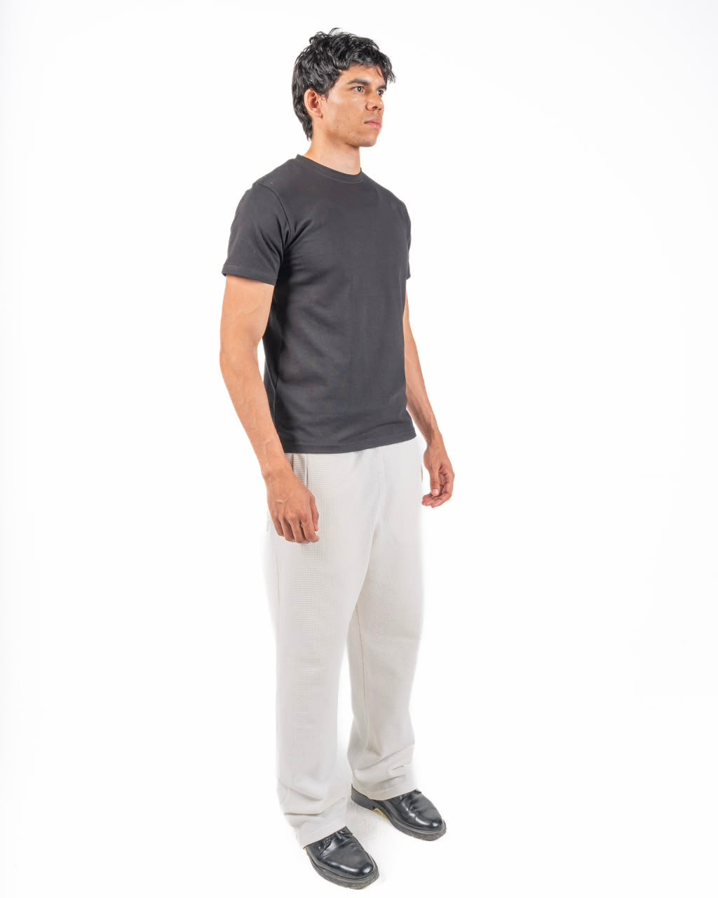 Dot texture pants - White