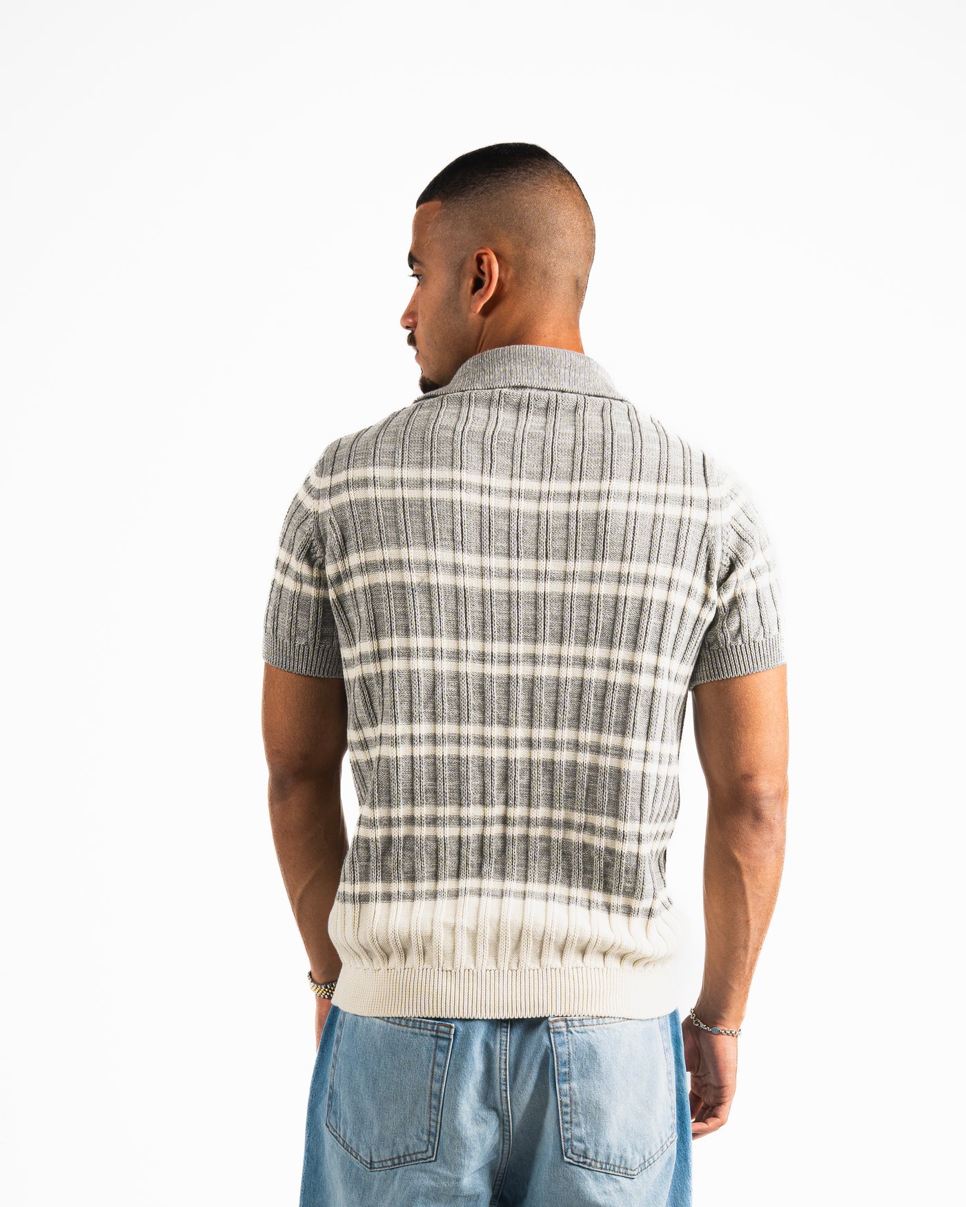Knitted Polo Shirt - Light Grey