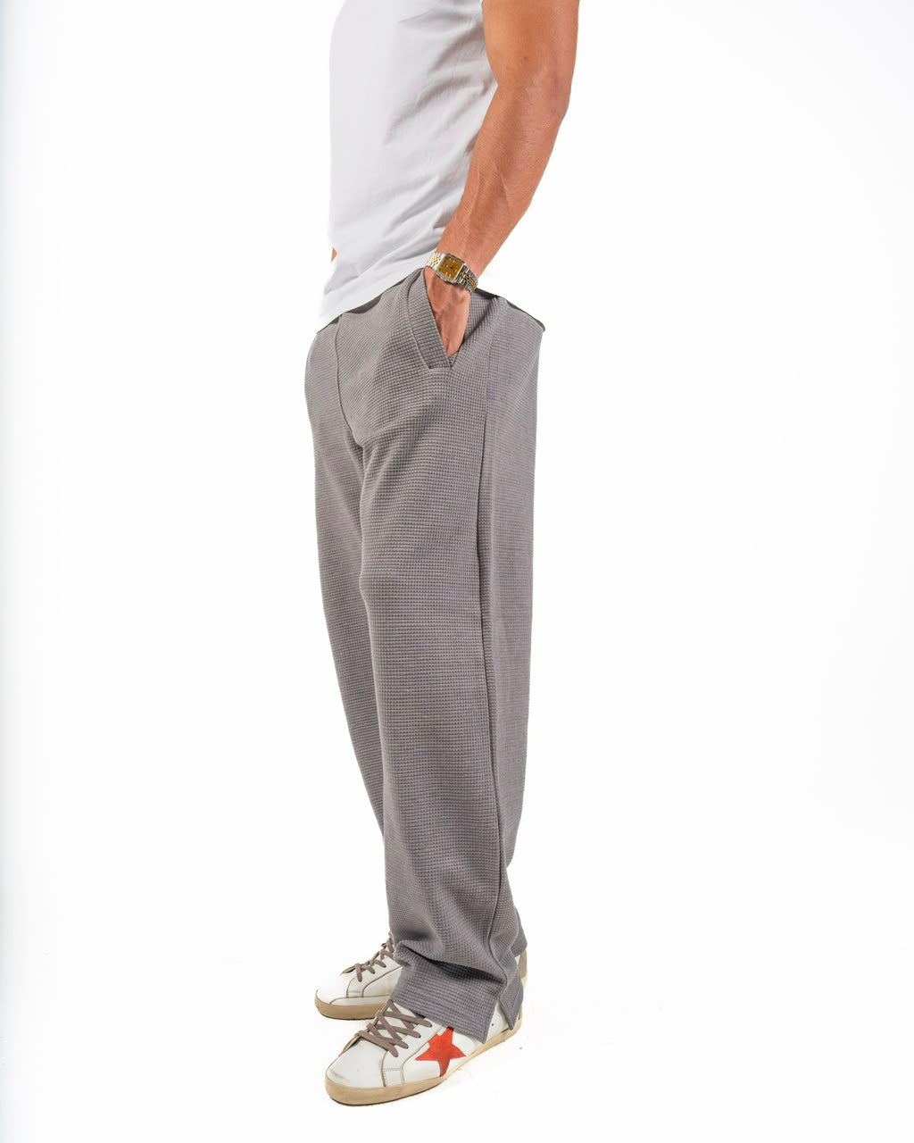 Dot texture pants - Grey