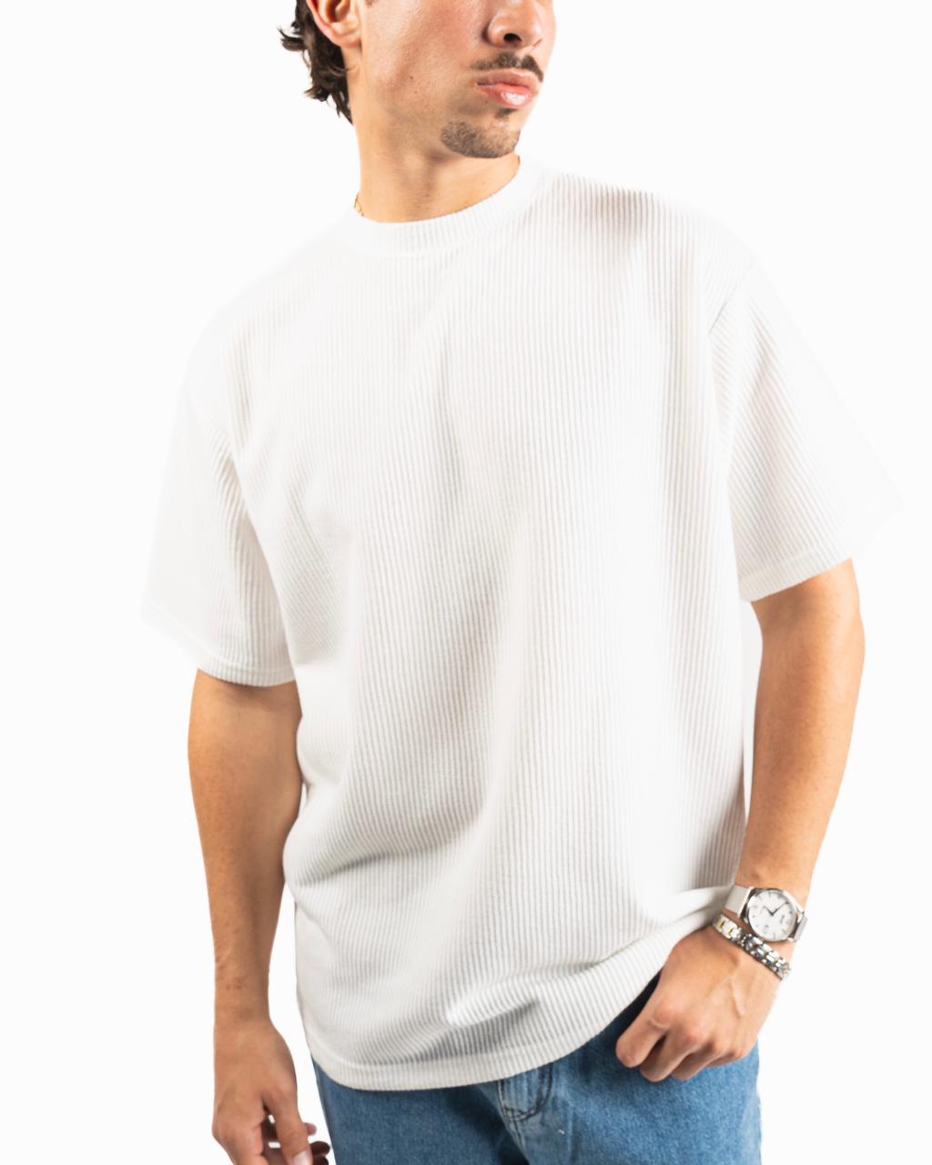 Ribbed Oversized T-Shirt - White