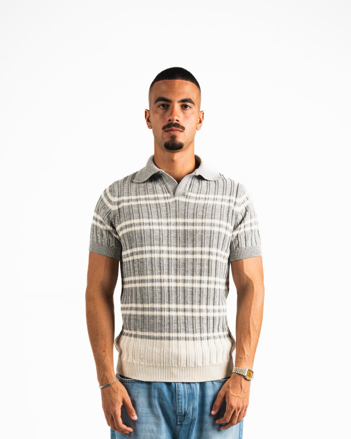 Knitted Polo Shirt - Light Grey