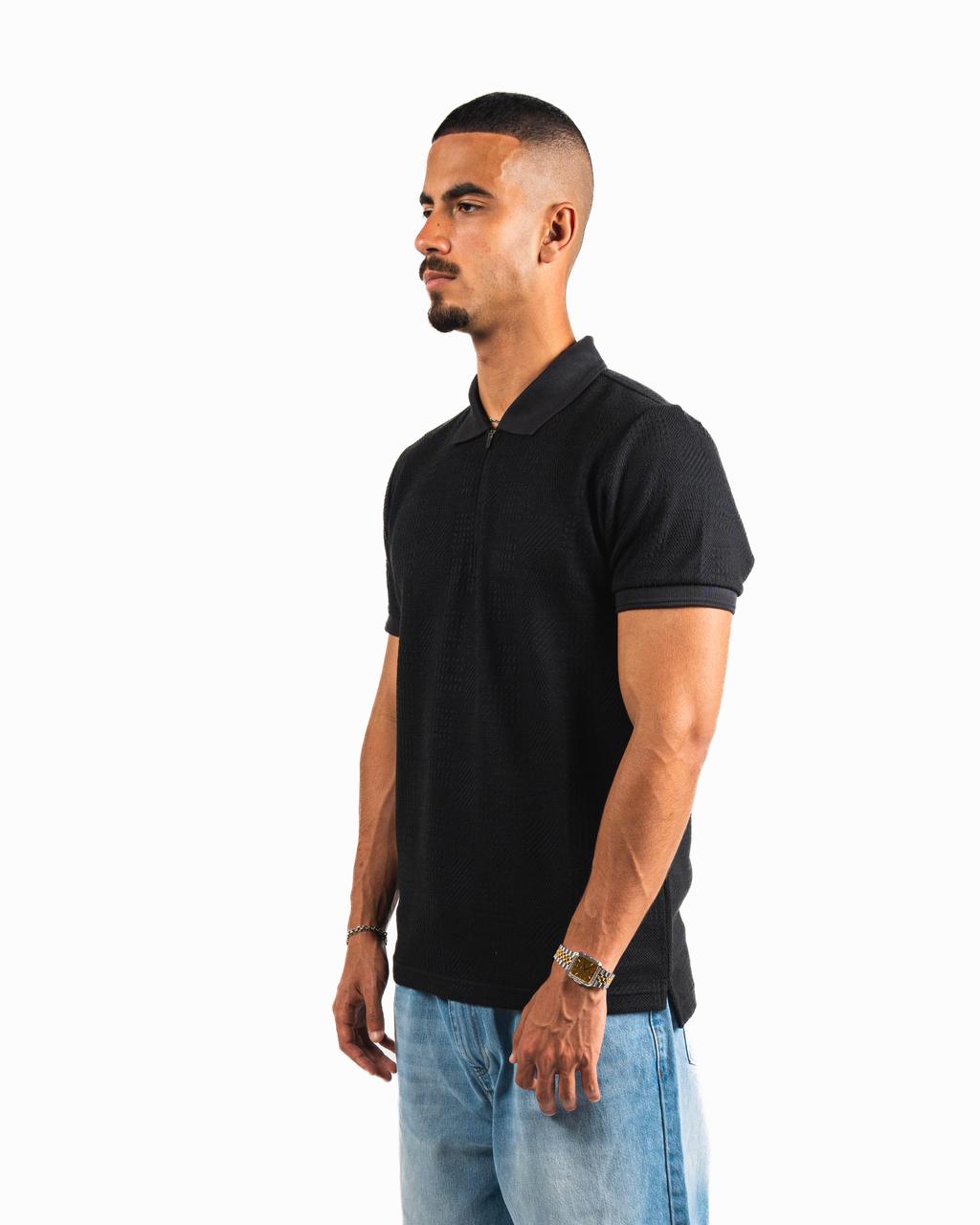 Half-Zip Polo Shirt - Black