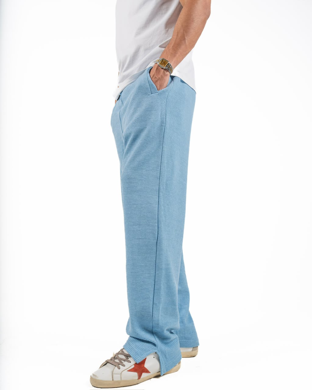 Dot texture pants - Baby blue