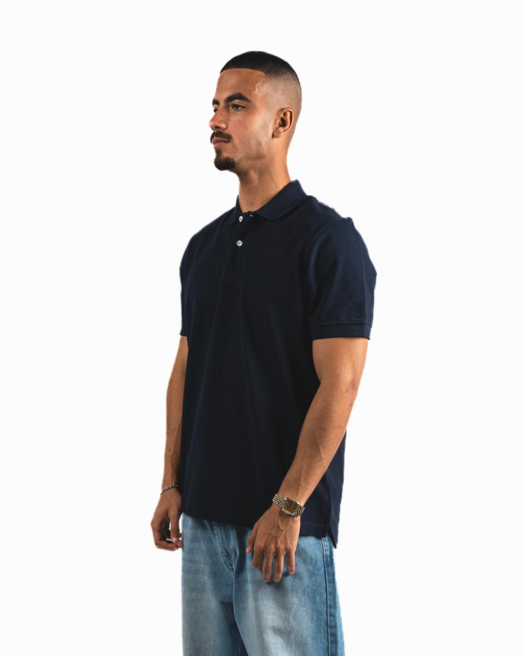 Buttons Polo Shirt - Navy Blue