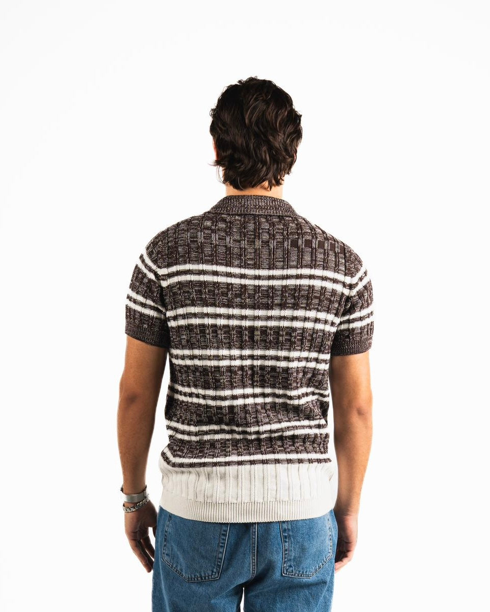 Knitted Polo Shirt - Brown