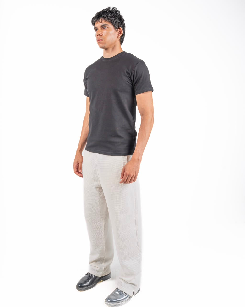 Dot texture pants - White