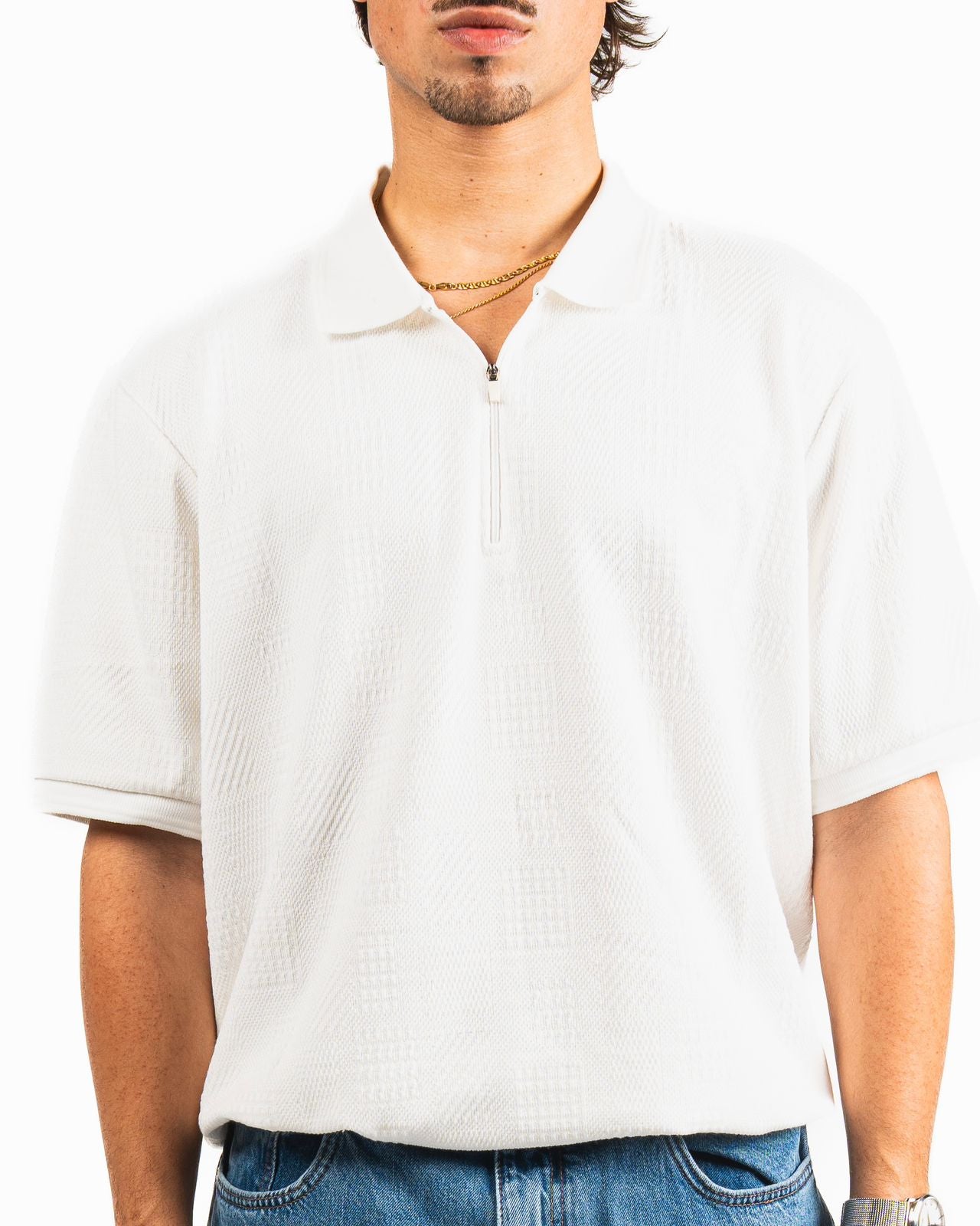 Half-Zip Polo Shirt - White