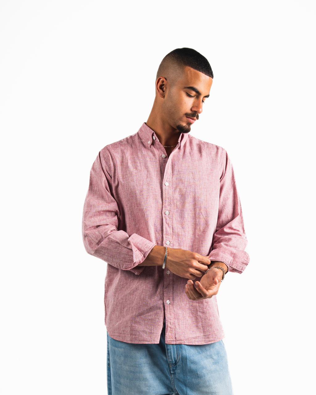 Washed Linen Blend Chemise- Dusty Rose