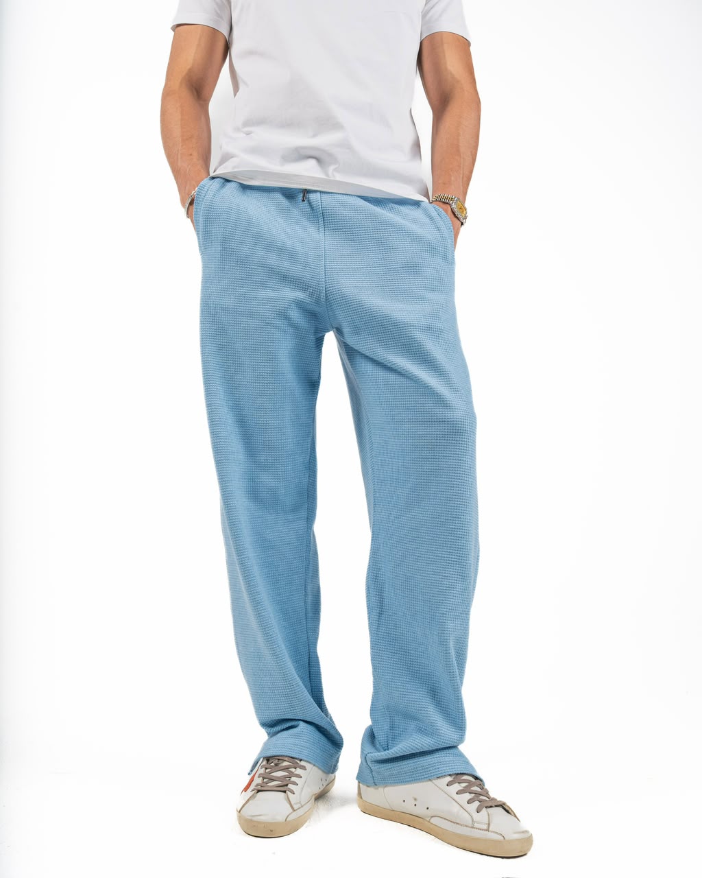 Dot texture pants - Baby blue