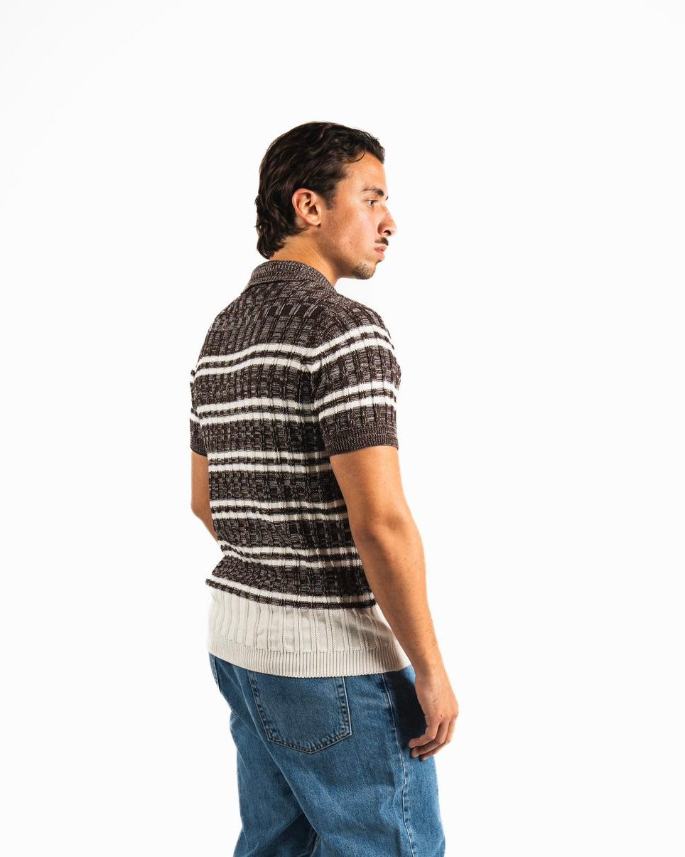 Knitted Polo Shirt - Brown