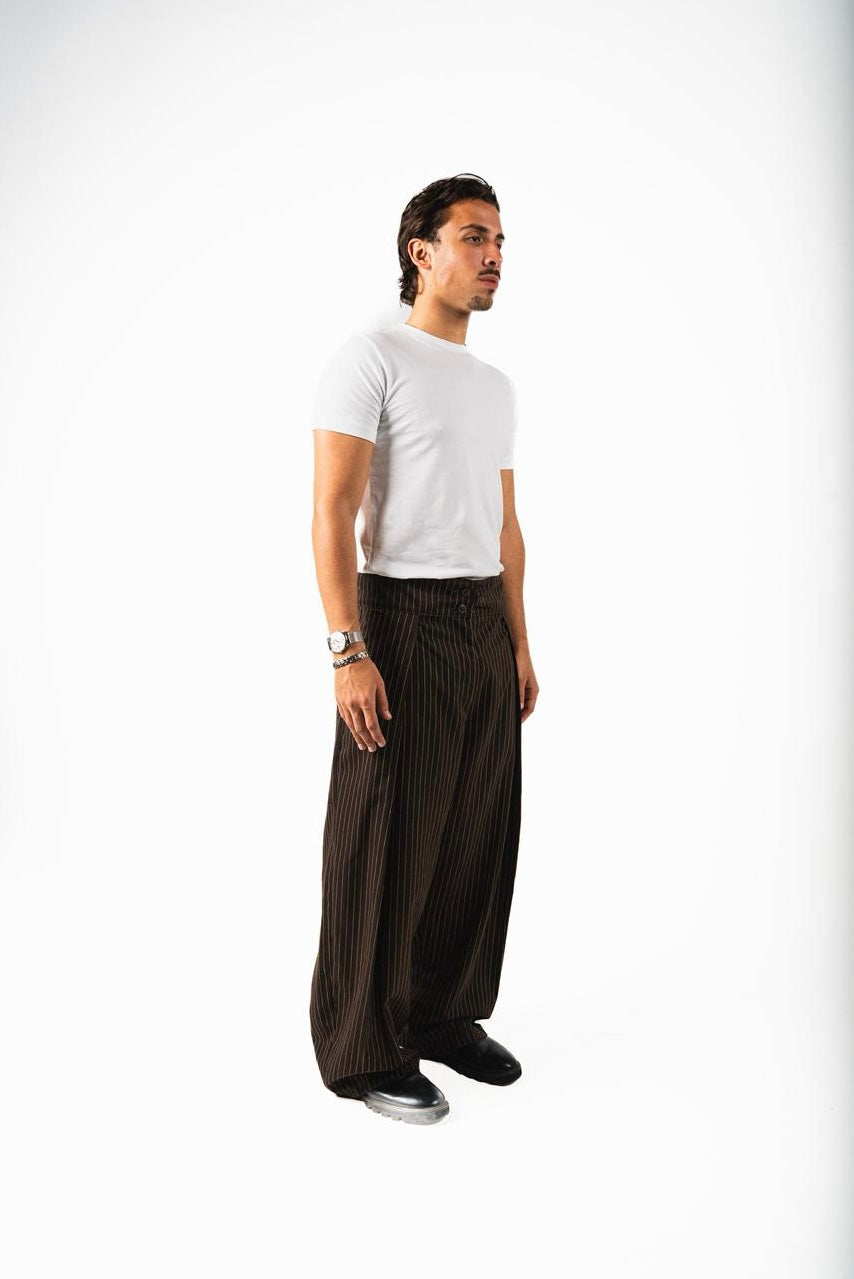 Balloon Striped Pants - Brown