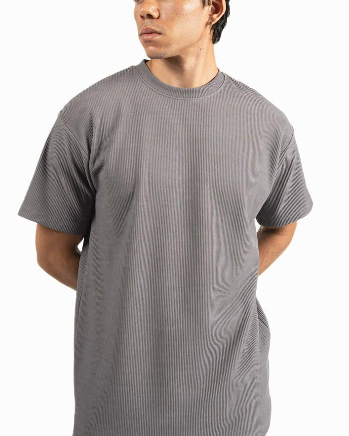 Ribbed Oversized T-Shirt - Grey