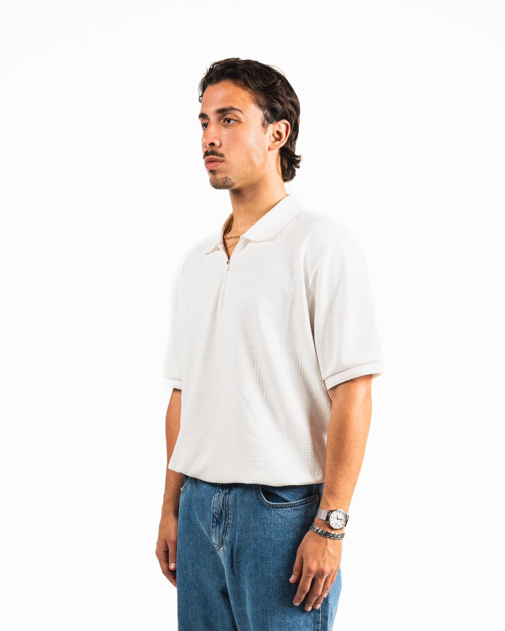 Half-Zip Polo Shirt - White