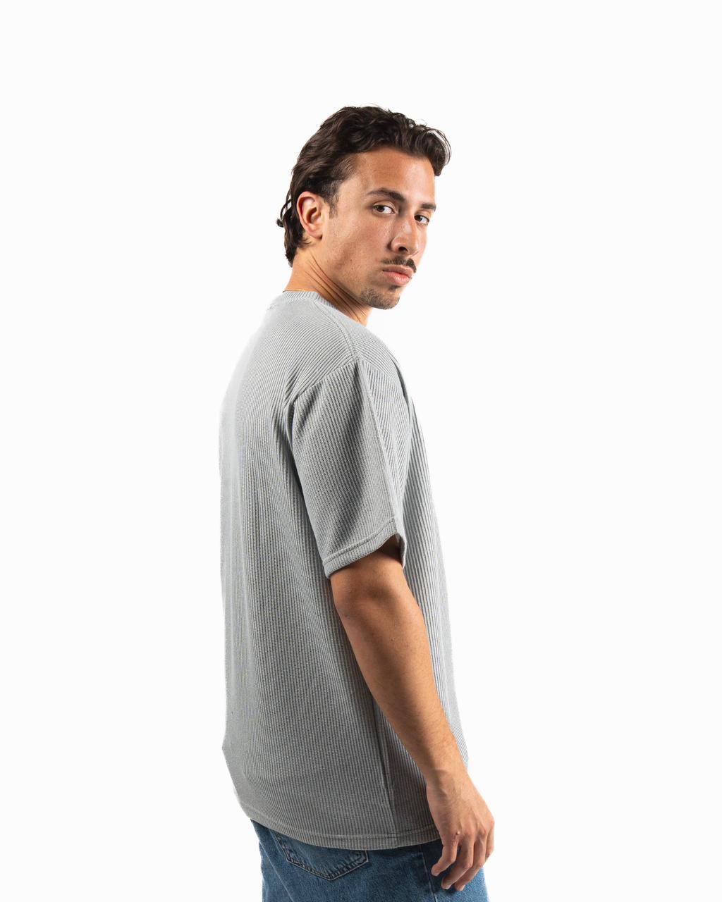 Ribbed Oversized T-Shirt - Light Grey