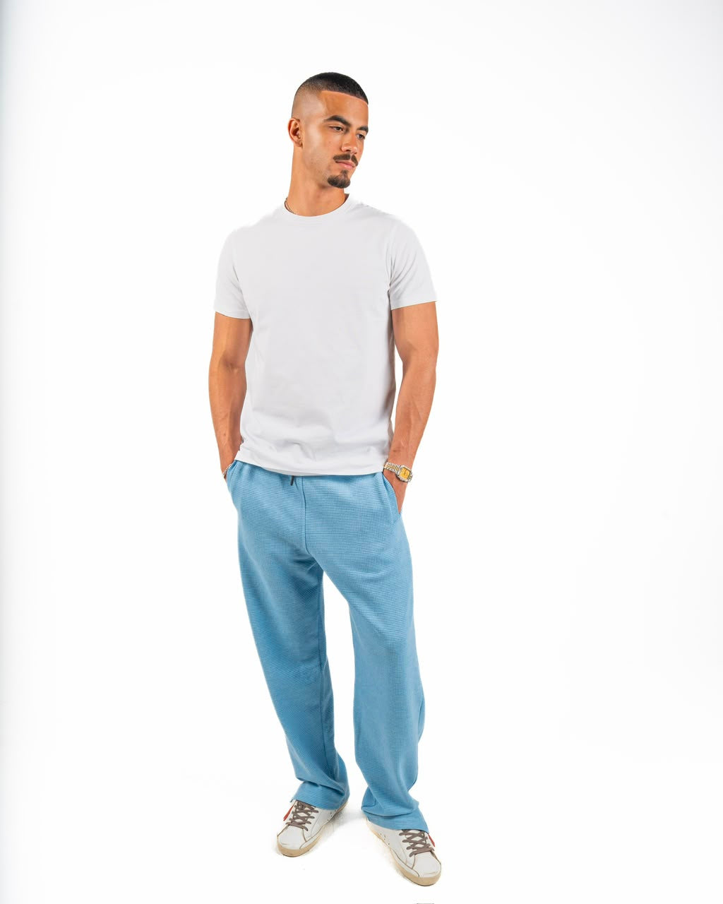Dot texture pants - Baby blue