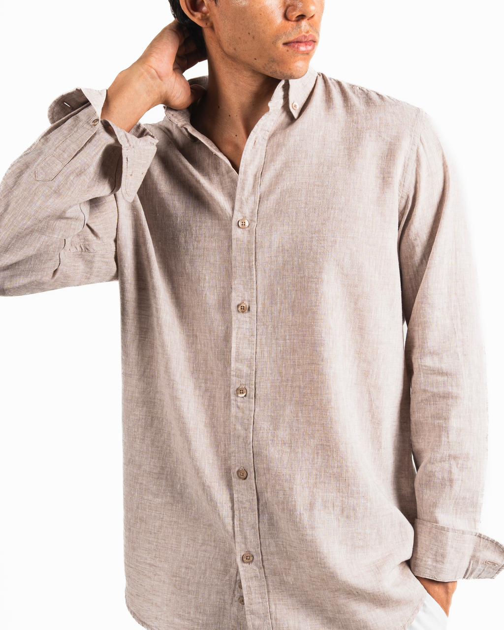 Washed Linen Blend Chemise - Beige