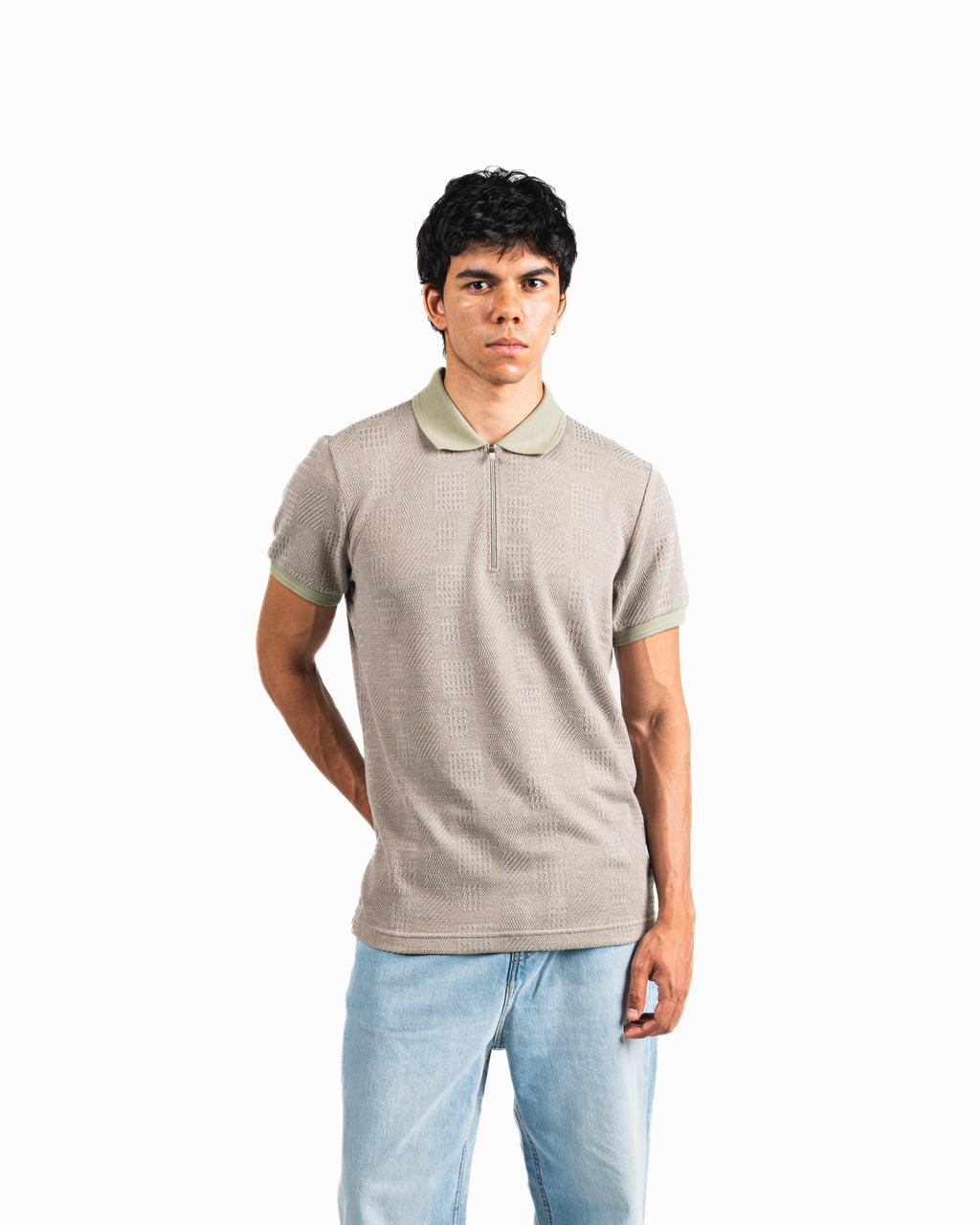 Half-Zip Polo Shirt - Mushroom