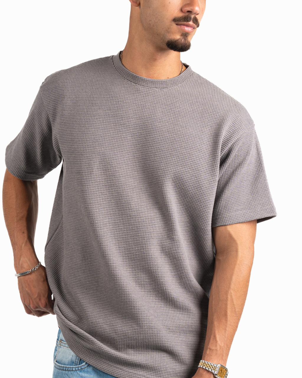 Pique Oversized T-Shirt - Grey