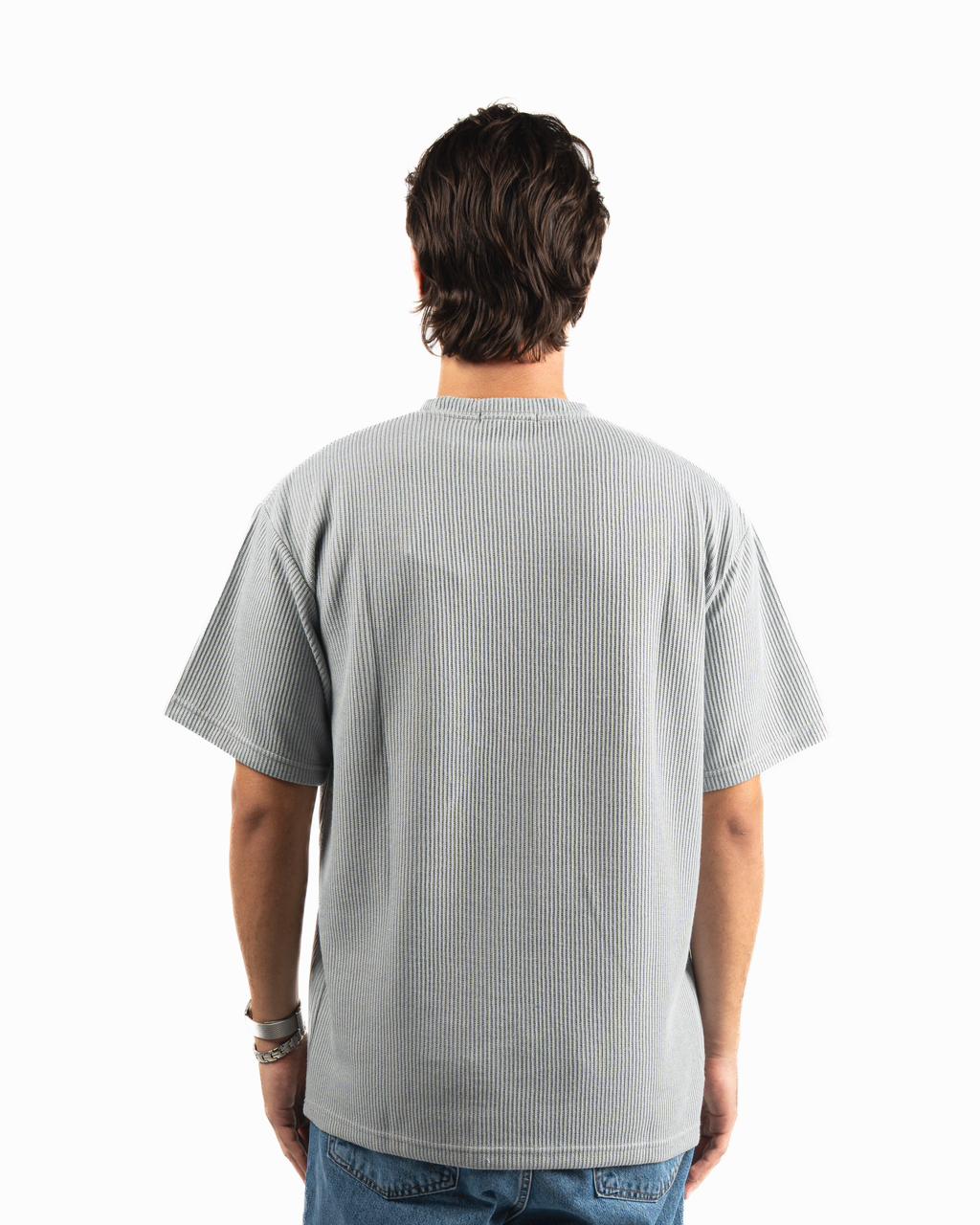 Ribbed Oversized T-Shirt - Light Grey